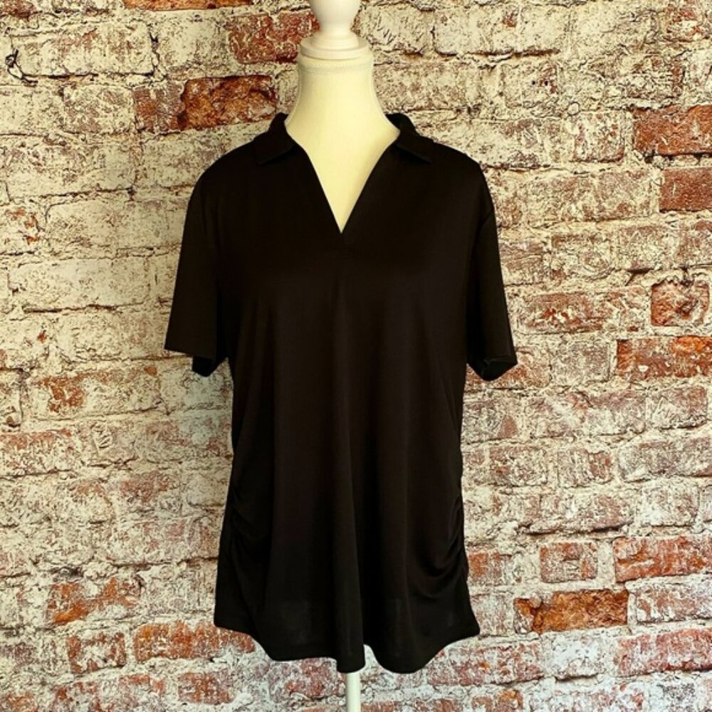 PGA Tour Golf Womens Top Airflux Polo Shirt Size XL Black Pullover